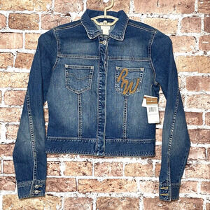 NWT ROCAWEAR Women's Denim Long Sleeve Jacket - Size Large R97863X Logo‎